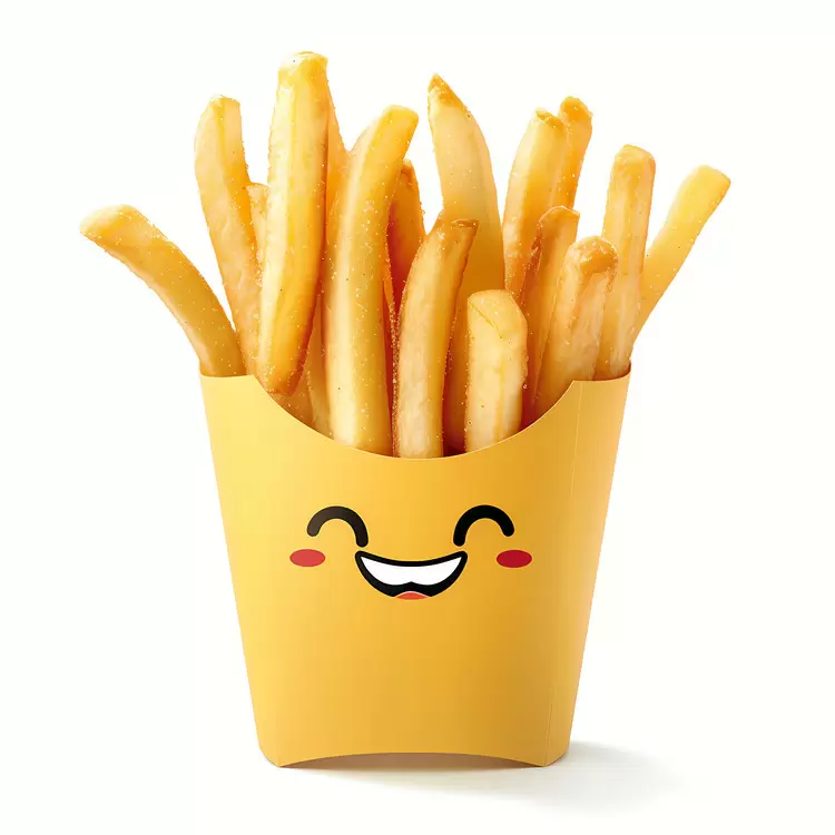 yellow container with fries emoji smiling yellow cup french fries fast food item
