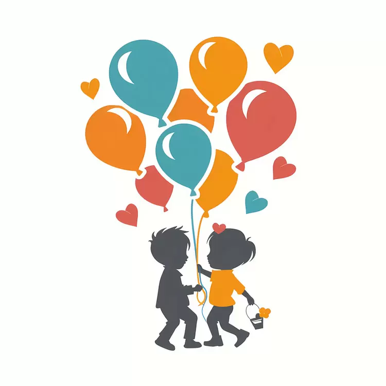 joy love hugging hearts children's illustration
