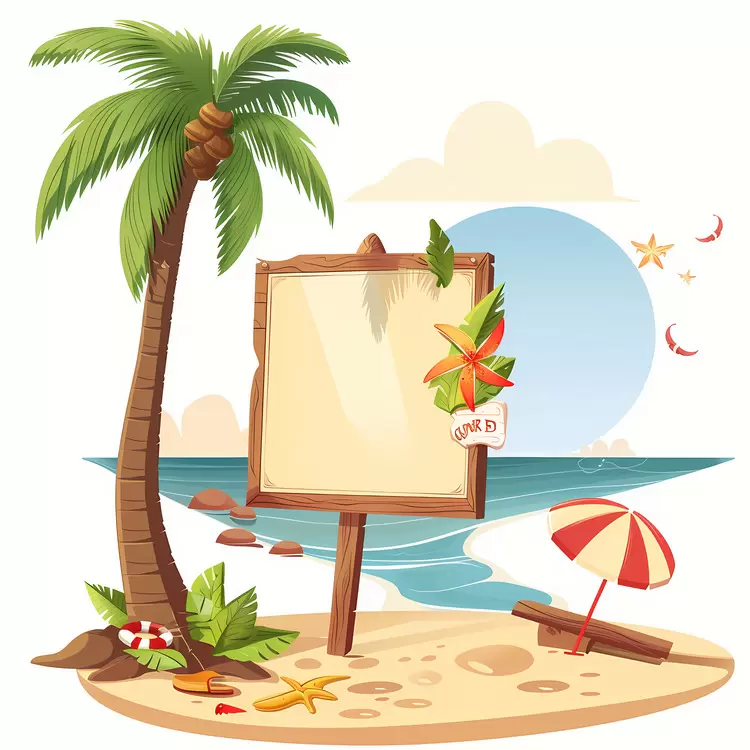 blank sign banner beach chairs sign board