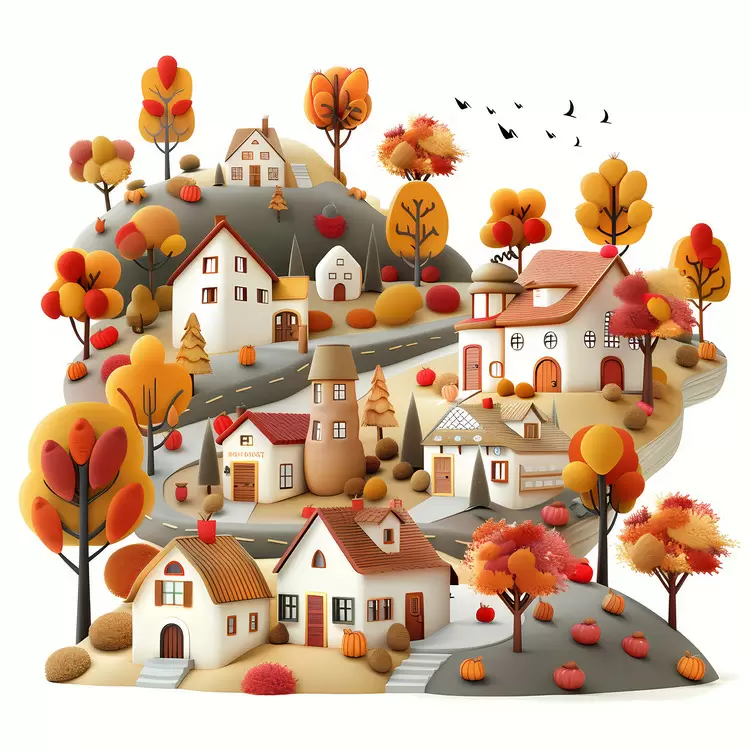red and orange colors houses rural atmosphere country village mountainous