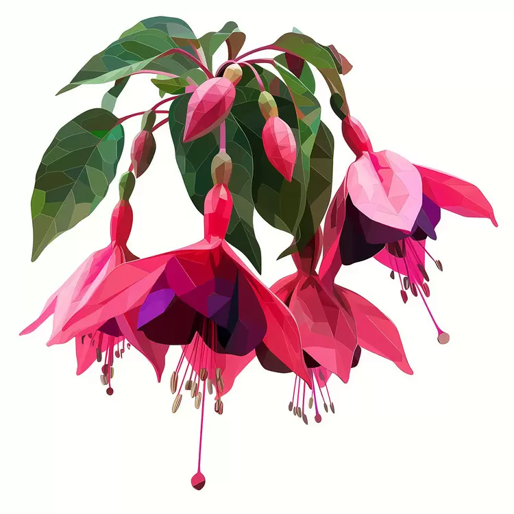 Flower Pink Fuchsias Stamen Red
