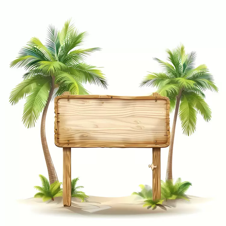 Island scene Beach scene on white background Palm trees