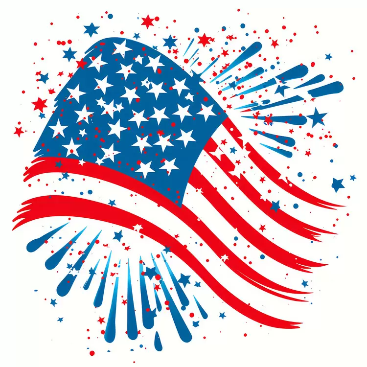 bursts Stars and Stripes patriotic colors Independence Day