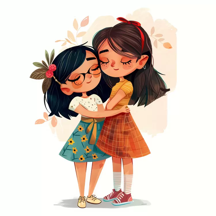 cartoon girlfriend happy cute hug