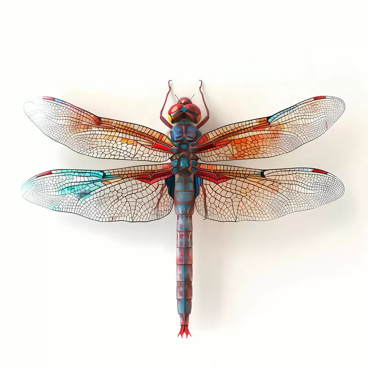 Skeletonized Dragonfly Yellow Wings Blue