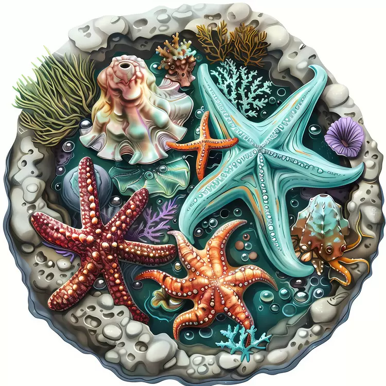 Seahorses tide pool Jellyfish Ocean Clams
