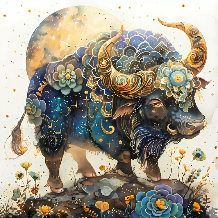 flowers watercolor artwork floral horns