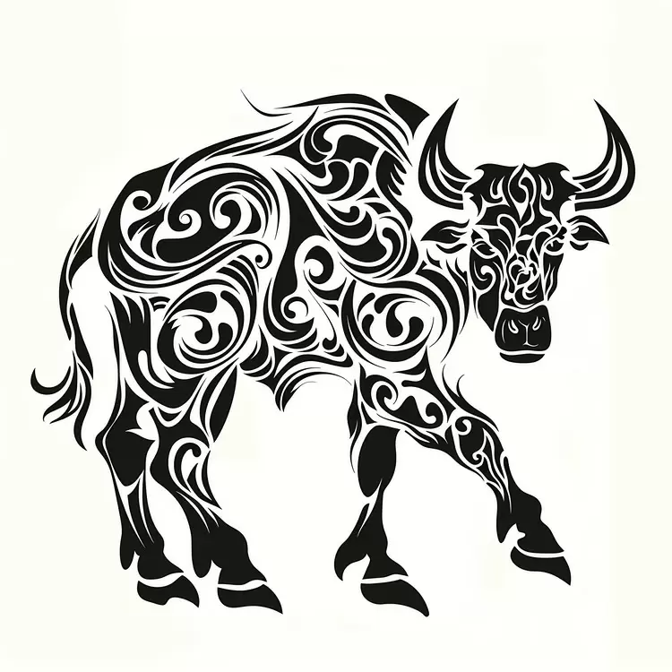 Stylized Black and White Wildlife Graphic Floral