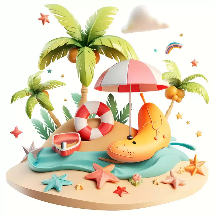 seashells summery Summer Begins seascape coconut tree