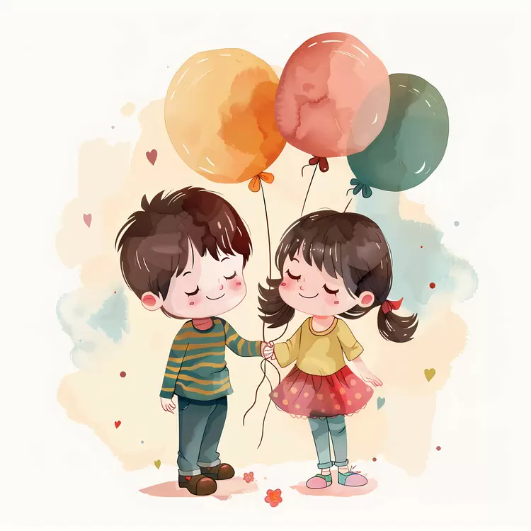 Adorable Romantic Vector art Cartoon style Colorful