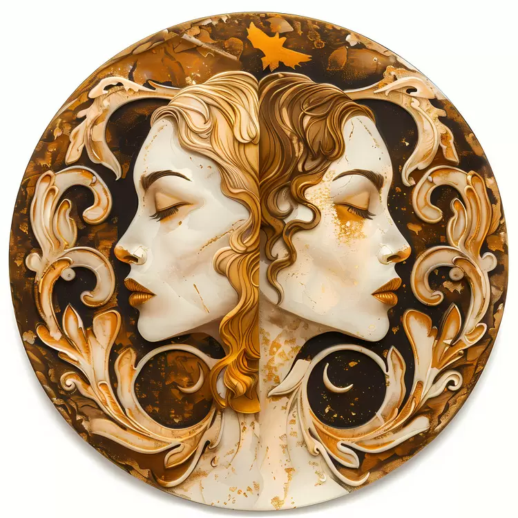 abstract art nouveau black and white Gemini symmetrical