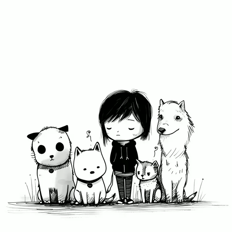 black and white wolf panda cat girl