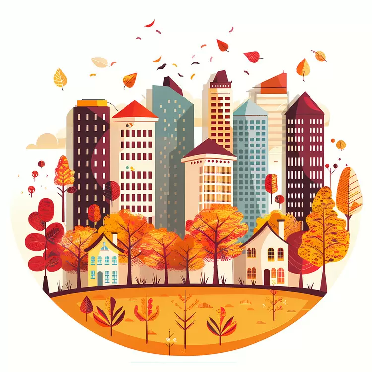autumn Fall foliage Cities Colorful trees Leaves