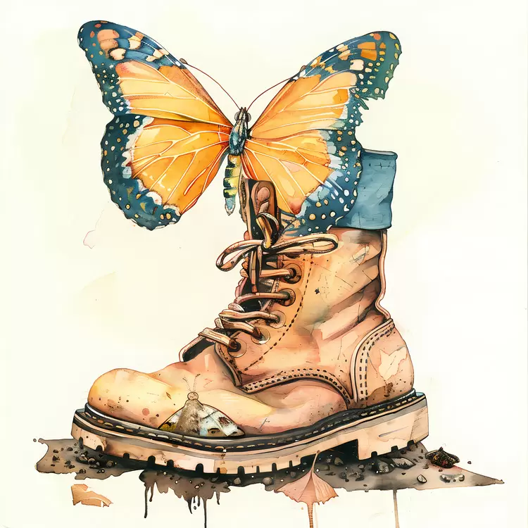 Butterfly Boot sole Shoe laces Leaves