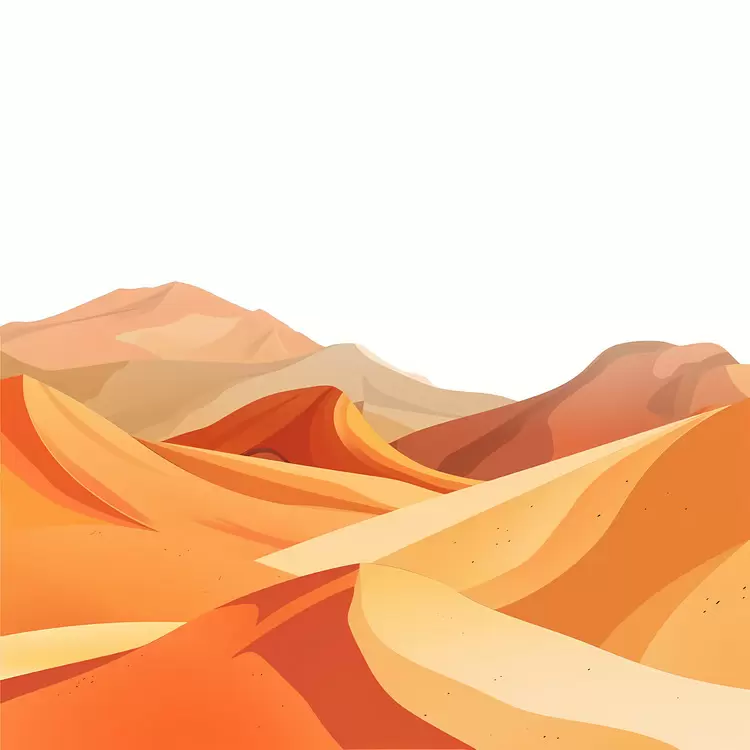 sandy terrain desert landscape flat horizon line sand dunes rocky outcroppings