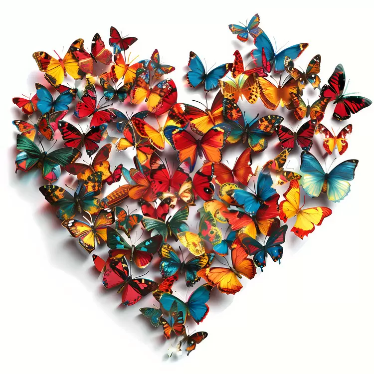 butterflies heart flying colorful wings