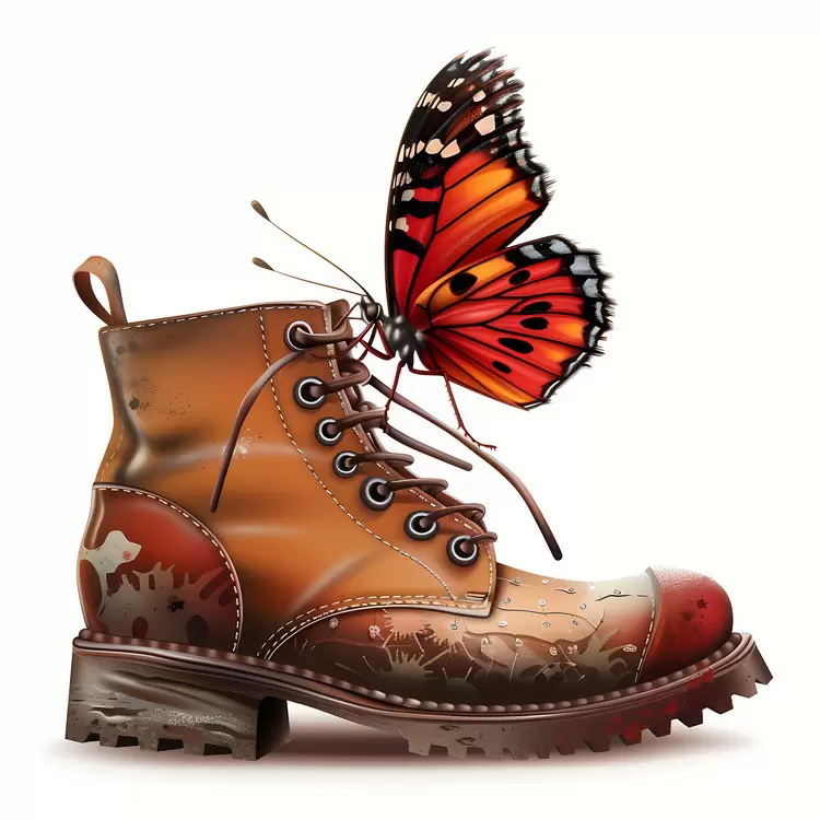 butterfly worn out boots rugged