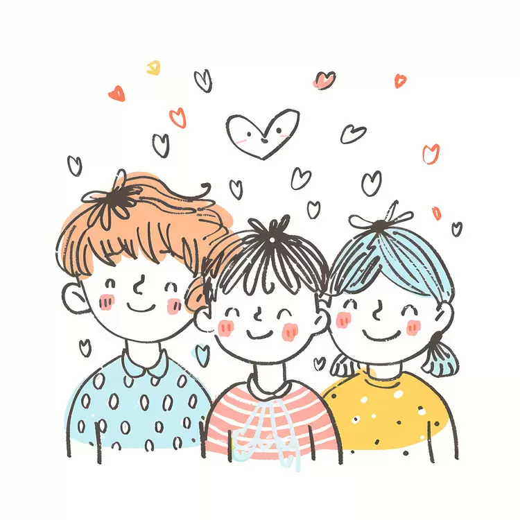 friendship family line drawing hug emotion