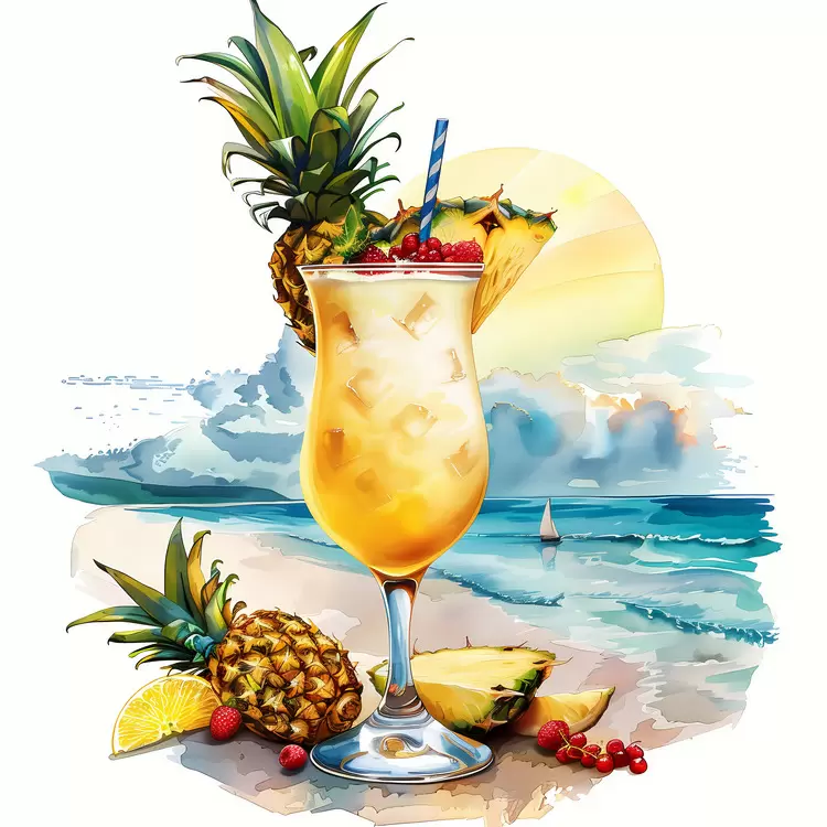 orange slices ice cubes tropical drink lemon wedges pink berries