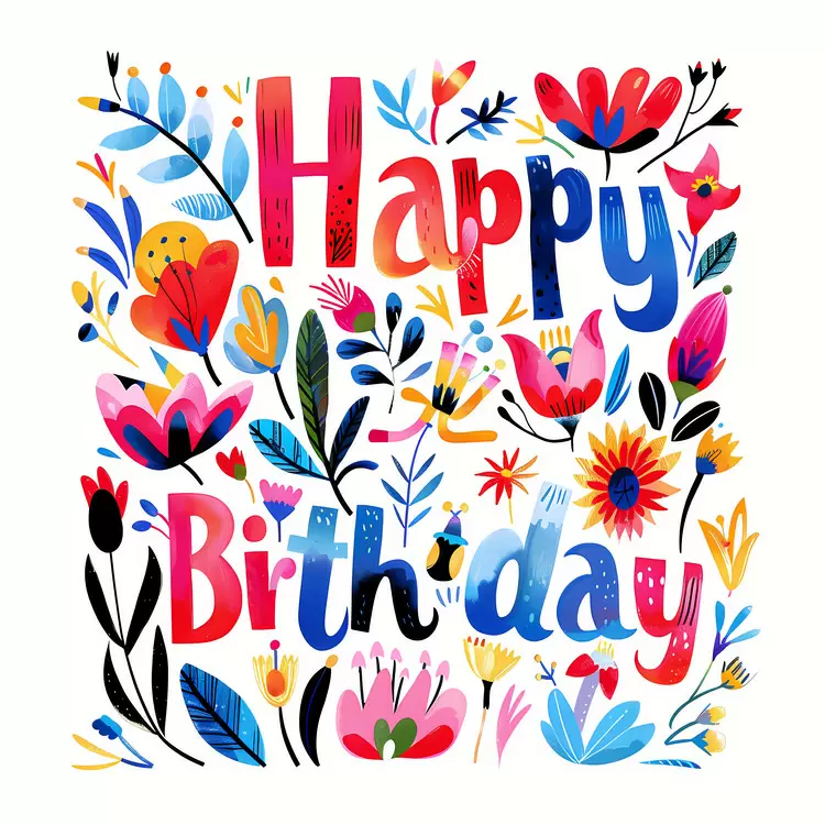 Birthday Celebration Colorful Flower Art
