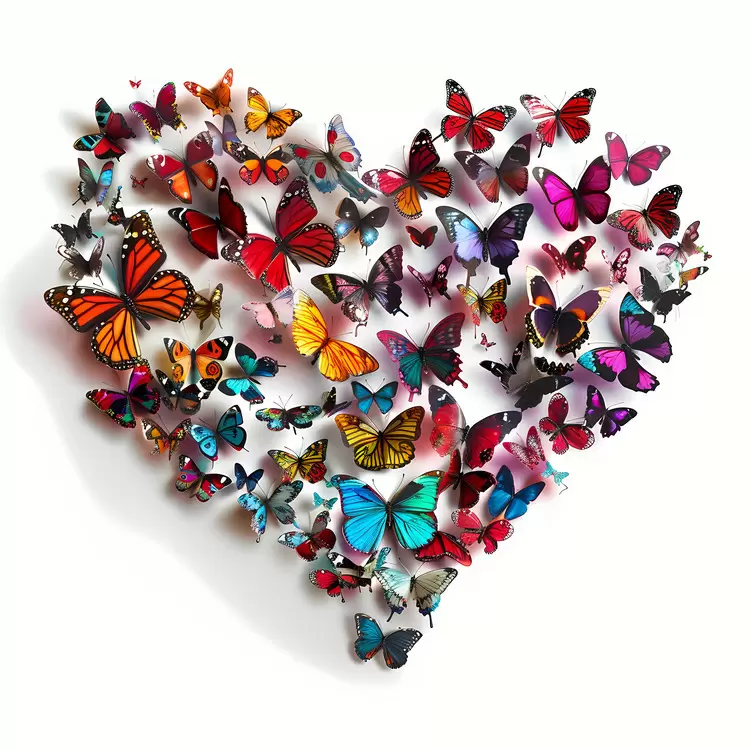 butterfly shape multicolored hearts nature