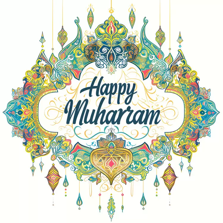 festive banner happy murahram Happy Muharram hand drawn