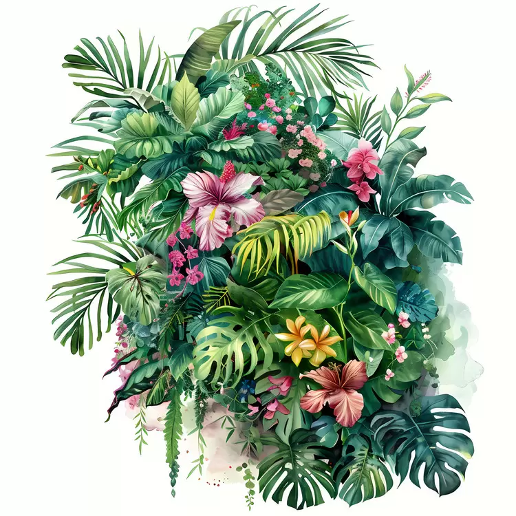 tropical plants colorful flowers exotic foliage vibrant colors verdant greens