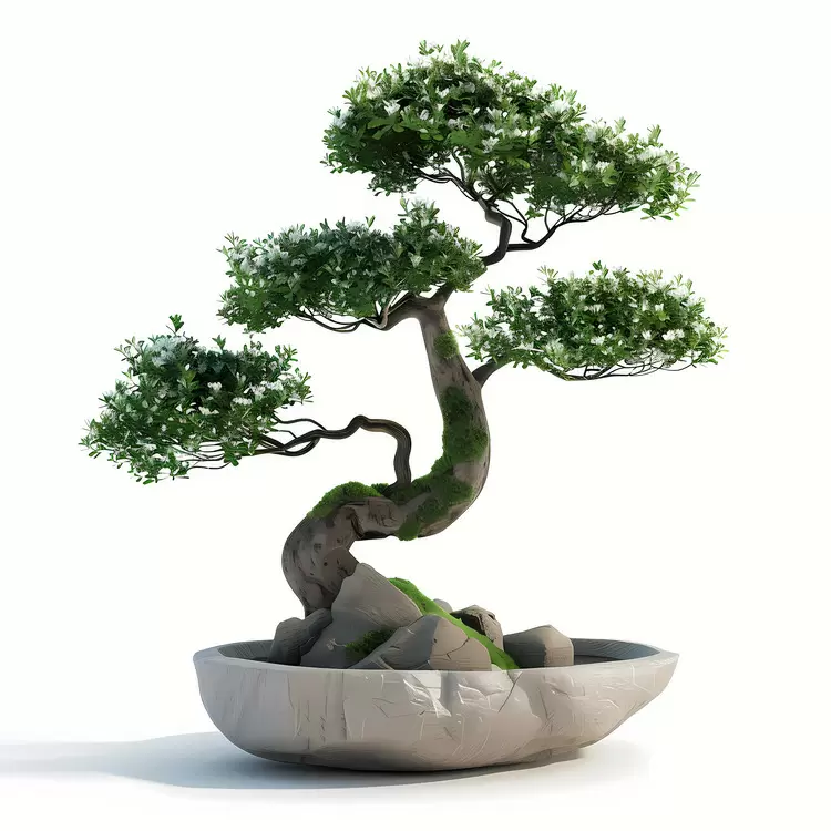 boulders rocks pot tree bonsai tree
