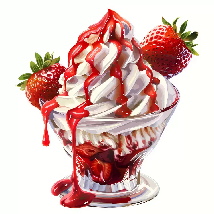 food red syrup sweet treat Strawberry Sundae strawberries