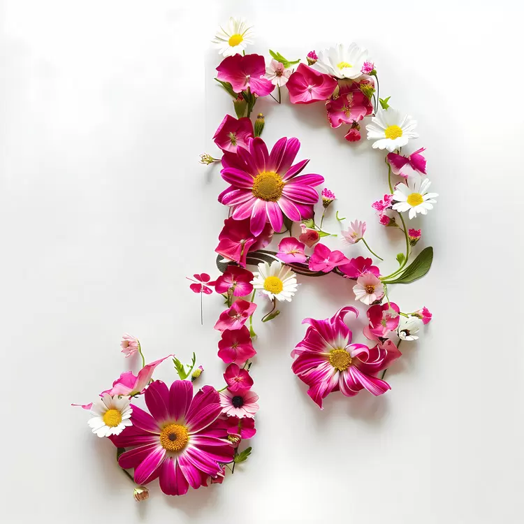 springtime watercolor pink Flower letter