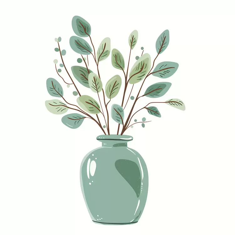Green Vase White Texture Green leaves
