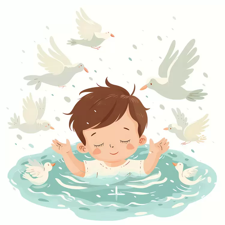 Baptism children's illustration bubbles water air