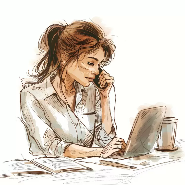 coffee cup business woman papers notebook office worker