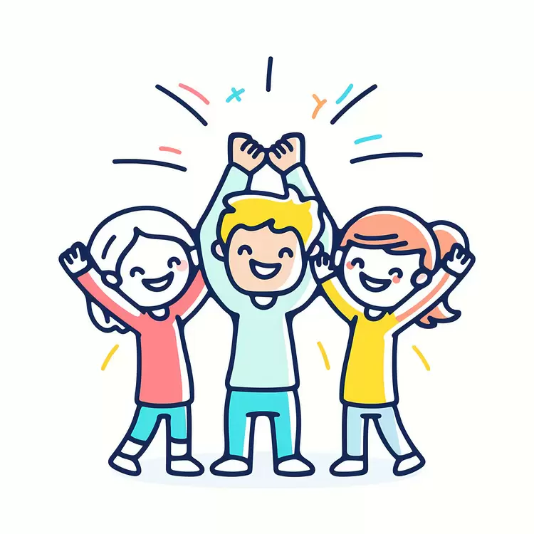 Celebratory Excited People teamwork Hands Up