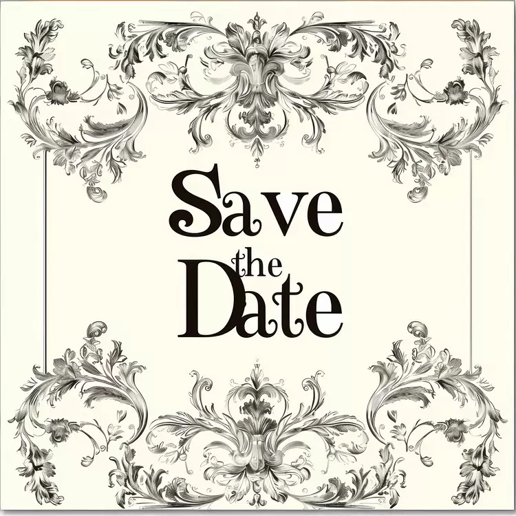 classic antique Save the Date floral timeless
