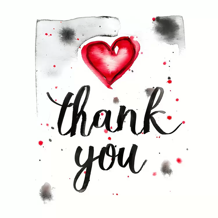 watercolor love thank you hearts red