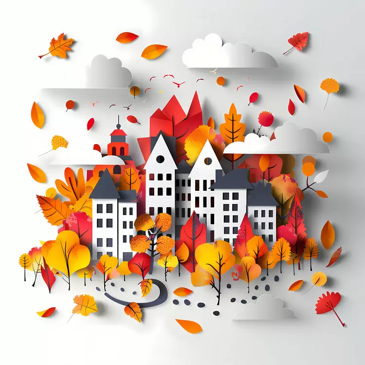Cityscape Modern architecture Urban landscape Pop art style autumn