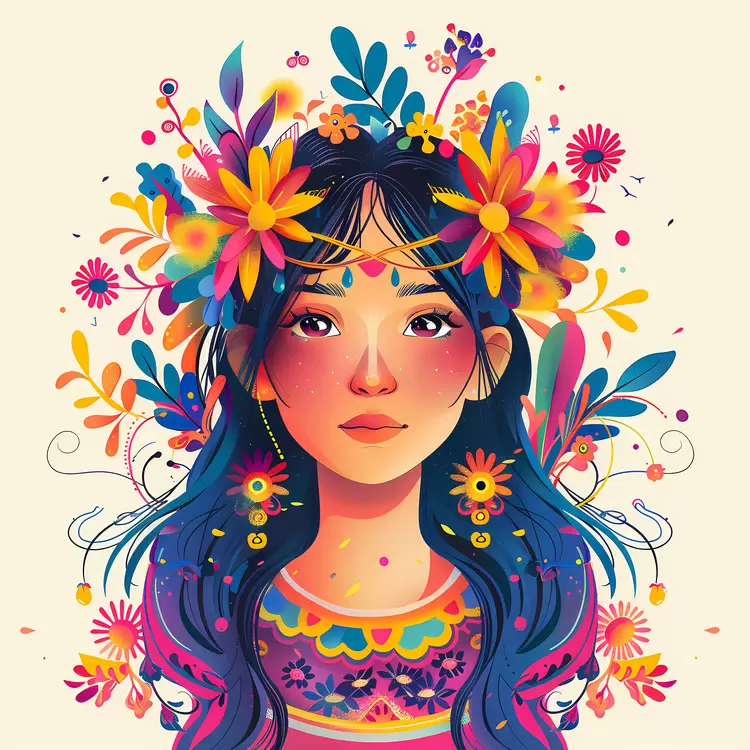 Artistic Female Floral Face Hair