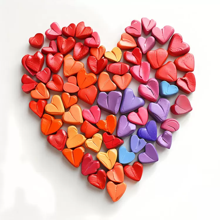 blue and purple love heart shape colorful orange