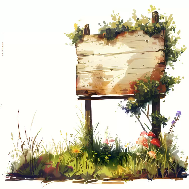 Nature summer wood board sign board Weeds