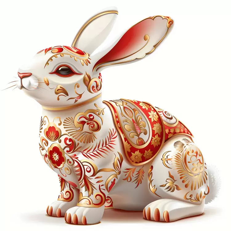 white rabbit Chinese Zodiacs decorative vintage carved