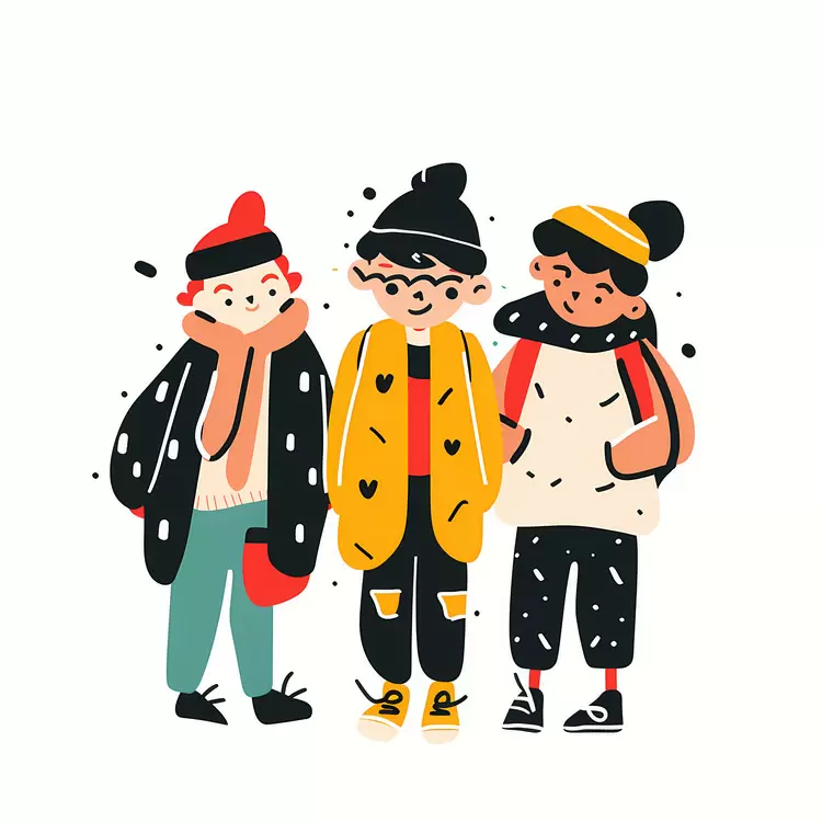 socializing enjoying each other's company scarf boots winter attire