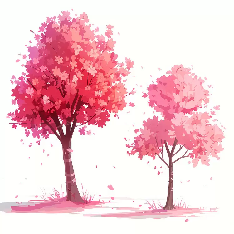 Splashes Fall Leaves Trees Cherry Blossom Tree