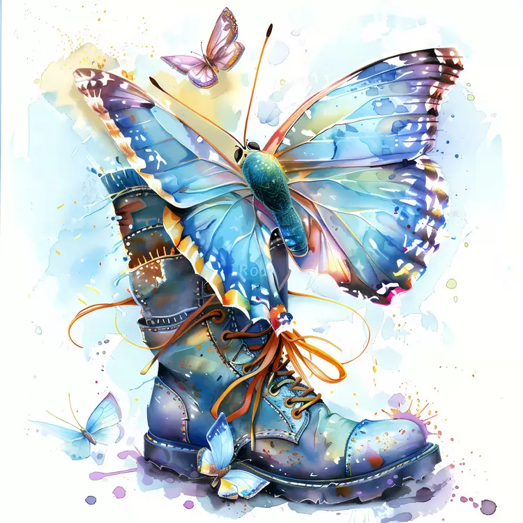 Painted Artistic boots Blue
