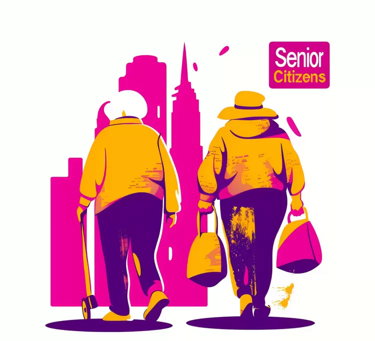 old lady skyscraper fashionable hipster elderly