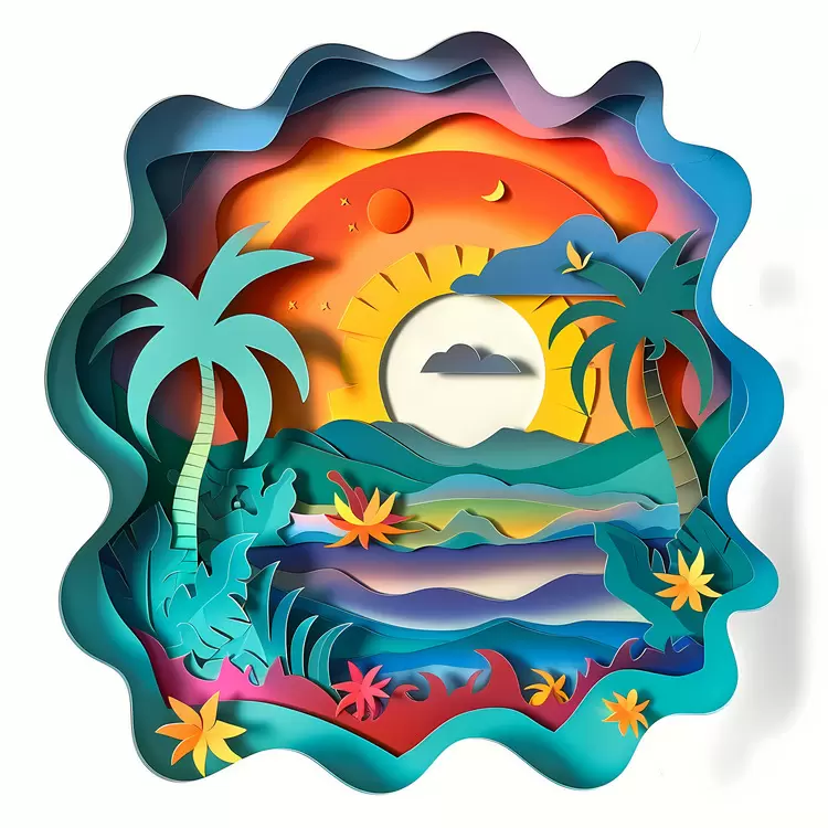 Creative Tropical Imaginary Watercolor painting Colorful