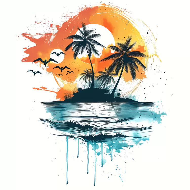 ocean brush paradise vector art vibrant colors