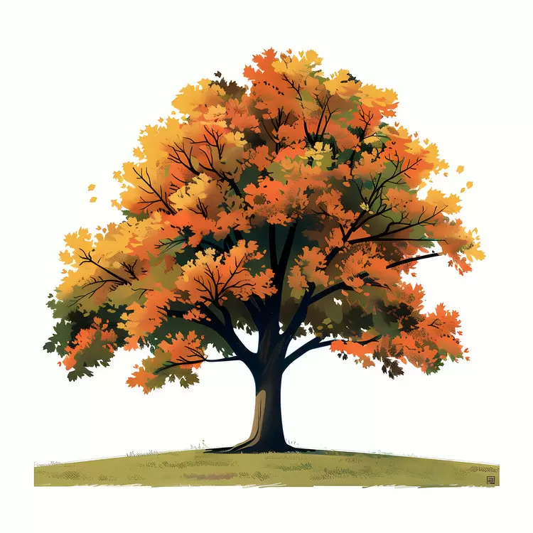Maple Tree fall colors orange red
