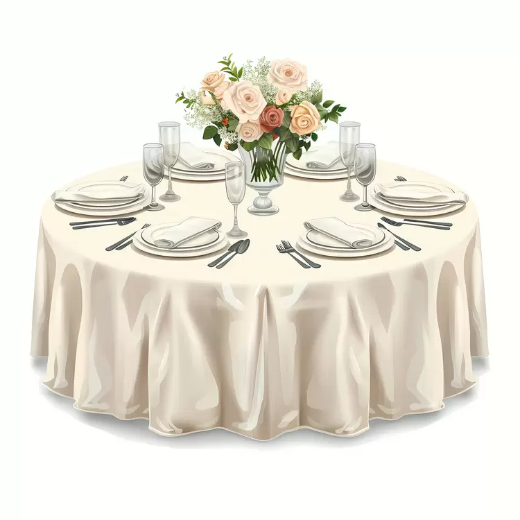 elegant dinner place setting round table decorative table white tablecloth