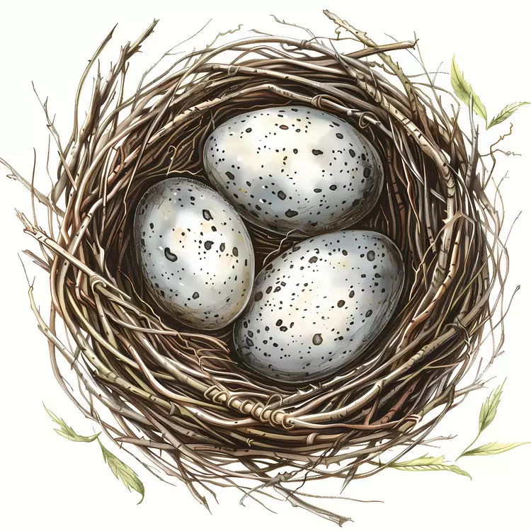 bird eggs Nest White Background
